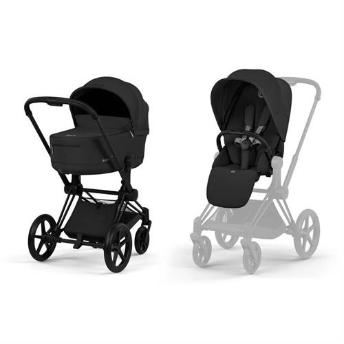 DUO PRIAM Comfort Matt Black incl. Fold Lux Carry Cot - Sepia Bl