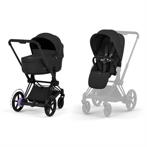 DUO ePRIAM Comfort Matt Black incl. Fold Lux Carry Cot - Sepia B