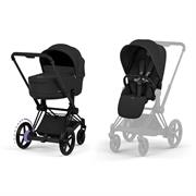 DUO ePRIAM Comfort Matt Black incl. Fold Lux Carry Cot - Sepia B